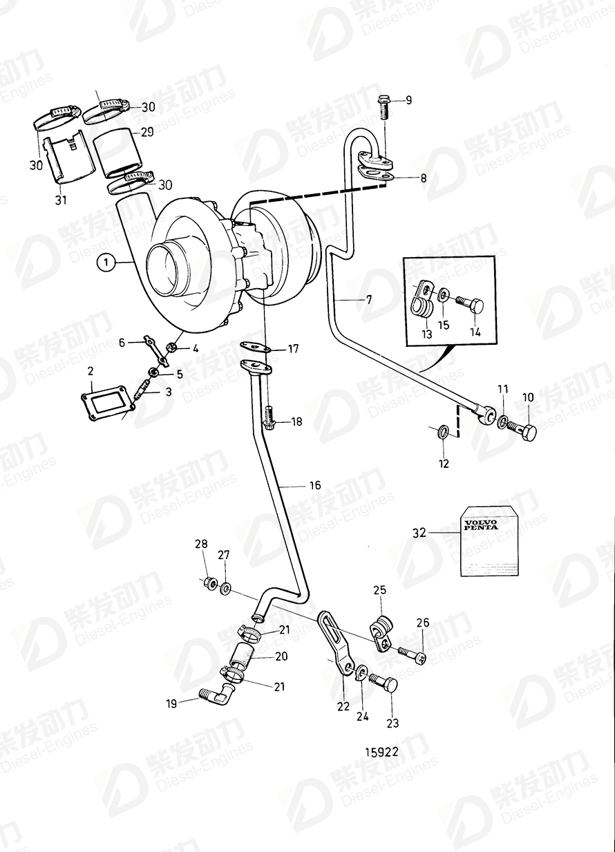 VOLVO Gasket kit, turbo connect. 876319 Drawing